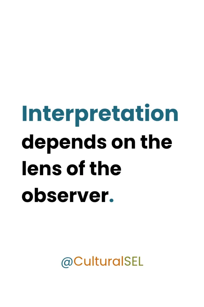 Cultural identity and student behavior classroom framework highlighting adult interpretation lens SEL