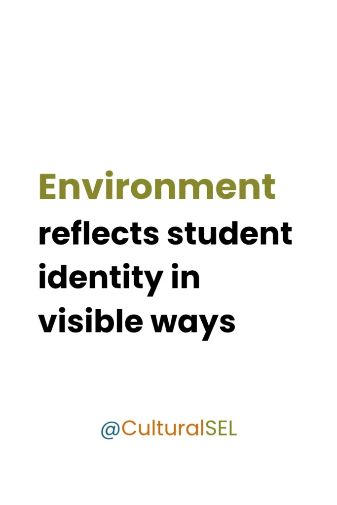 Culturally responsive classroom characteristics where environment reflects student identity