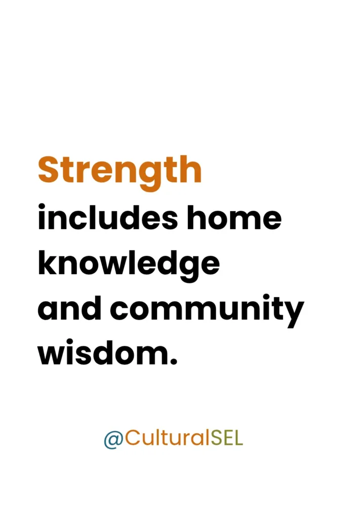 Multicultural SEL framework highlighting home knowledge and community wisdom as student strengths
