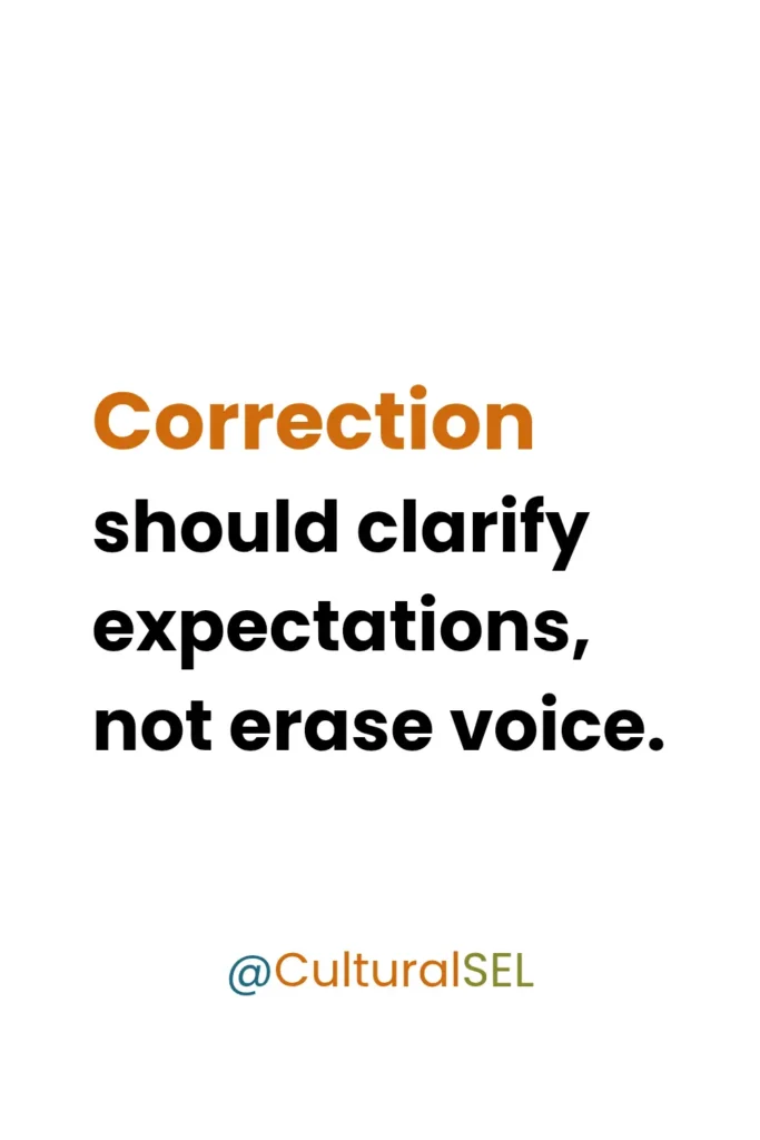 Language and SEL discipline framework clarifying expectations while preserving student voice when correcting