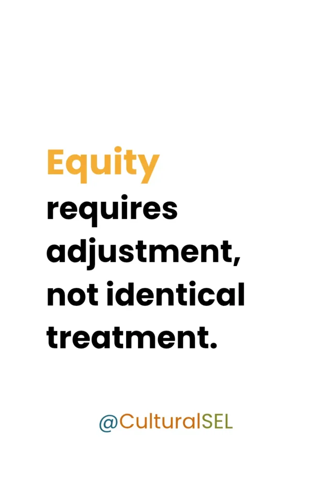 Cultural SEL equity framework emphasizing contextual adjustment instead of identical treatment