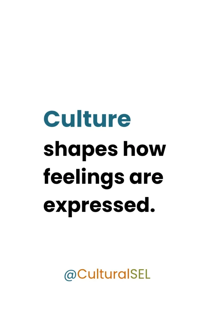 Self-awareness in SEL framework showing how cultural norms influence emotional expression in children. Culturally Responsive SEL