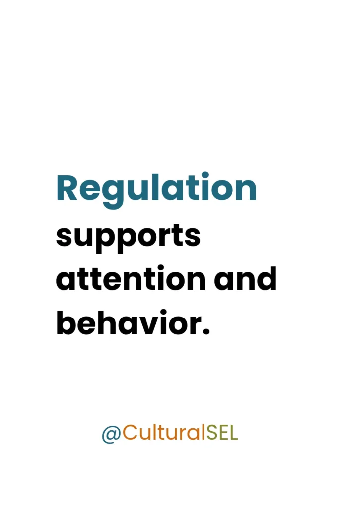 Self-management SEL framework explaining how emotional regulation supports attention and behavior. Culturally Responsive Social Emotional Learning (SEL)