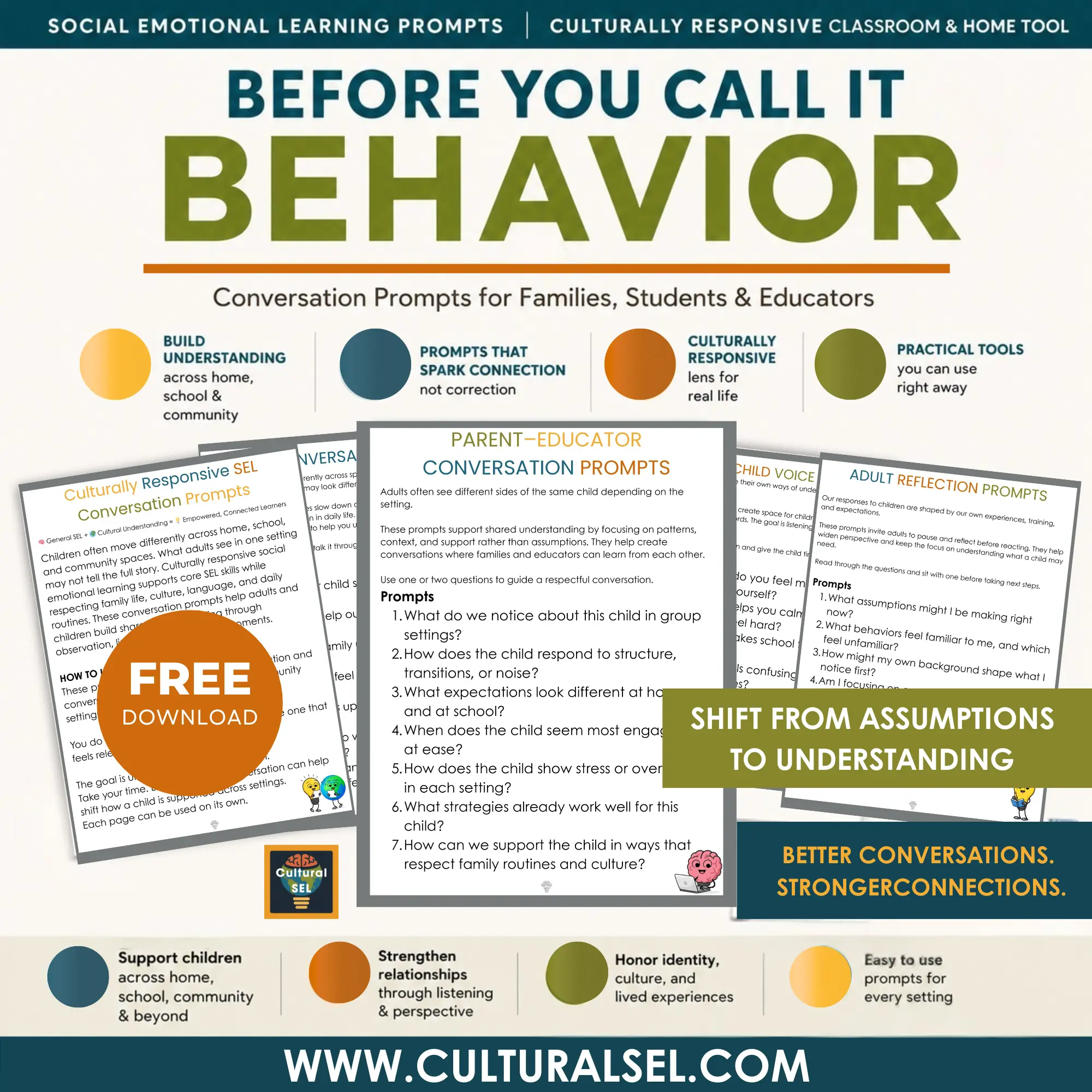before you call it behavior. Behavior Is Often What Adults Notice First But behavior alone does not explain what may be shaping the child. Children move through different environments with different expectations, emotional safety levels, relationships, communication styles, and lived experiences. Culturally Responsive Social Emotional Learning (SEL)