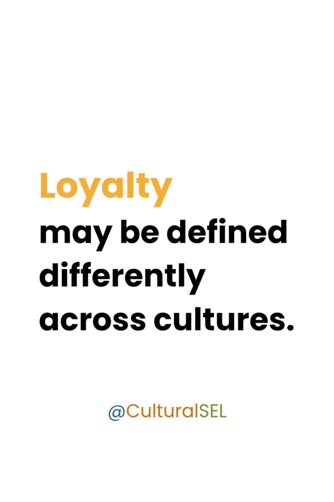 Friendship dynamics across cultures graphic showing that loyalty and friendship expectations can vary across communities. Culturally Responsive Social Emotional Learning (SEL)